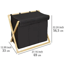 Wäschesammler 'Ecori' Bambus schwarz, braun 69 x 56,5 x 33 cm