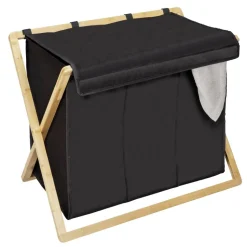 Wäschesammler 'Ecori' Bambus schwarz, braun 69 x 56,5 x 33 cm