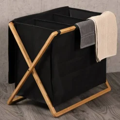 Wäschesammler schwarz 69 x 56,5 x 33 cm