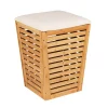 Wäschetruhe 'Bambusa' Bambus 55 l mit Sitzpolster 40 x 40 x 56 cm