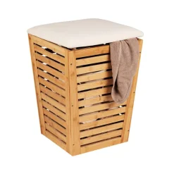 Wäschetruhe 'Bambusa' Bambus 55 l mit Sitzpolster 40 x 40 x 56 cm