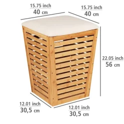 Wäschetruhe 'Bambusa' Bambus 55 l mit Sitzpolster 40 x 40 x 56 cm