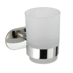 Zahnputzbecher 'Turbo-Loc Orea Shine' Glas satiniert, mit Halterung