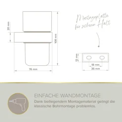 Zahnputzglas 'Aura' wandhängend eckig verchromt/weiß