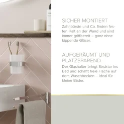 Zahnputzglas 'Aura' wandhängend eckig verchromt/weiß