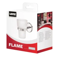 Zahnputzglas 'Flame' wandhängend rund verchromt/weiß