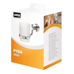 Zahnputzglas 'Pisa' wandhängend rund verchromt/weiß