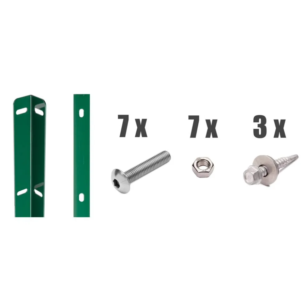 Zaunanschlussleisten-Set moosgrün für Pfosten Typ A, 123 cm