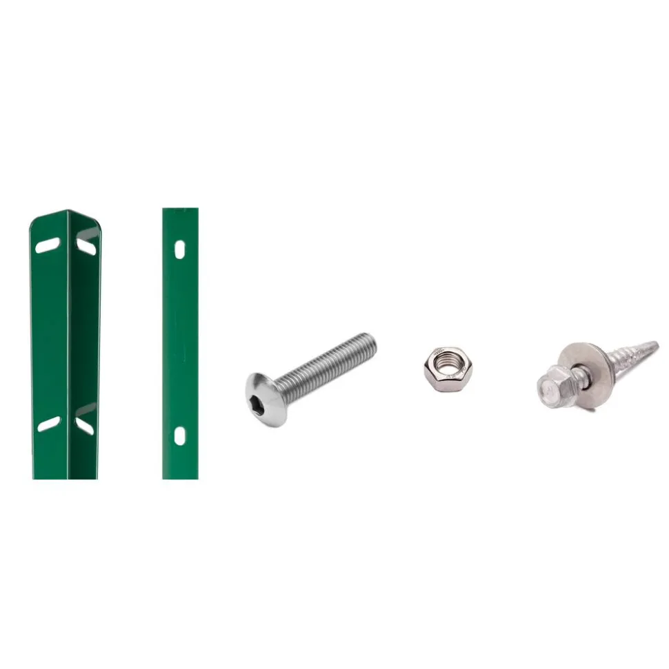 Zaunanschlussleisten-Set moosgrün für Pfosten Typ A, 123 cm