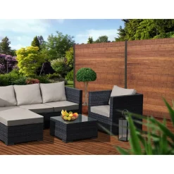 Zaun-Komplettset 'Batu Line' Bambus mit Pfosten anthrazit zum Einbetonieren 786 x 180 cm