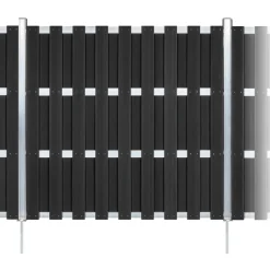 Zaun-Komplettset 'Milano Line' WPC anthrazit mit Pfosten zum Einbetonieren 755 x 180 cm