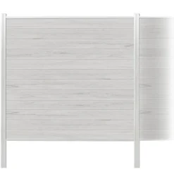 Zaun-Komplettset 'Roma Line' WPC beige mit Pfosten eloxiert zum Einbetonieren 939 x 180 cm