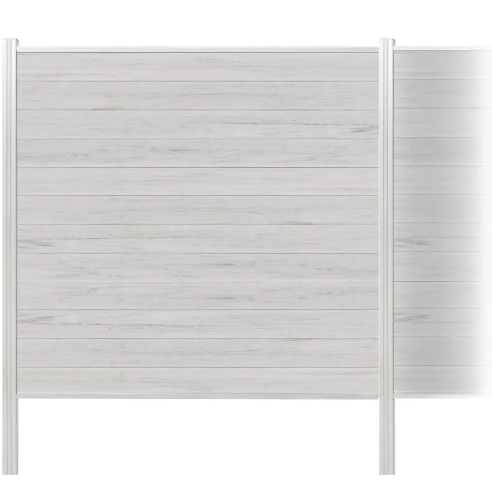 Zaun-Komplettset 'Roma Line' WPC beige mit Pfosten eloxiert zum Einbetonieren 939 x 180 cm