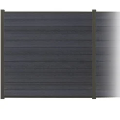 Zaun-Komplettset 'Roma Line' WPC anthrazit mit Pfosten zum Aufschrauben 751 x 18 cm