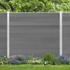 Zaun-Komplettset 'Roma Line' WPC grau mit Pfosten eloxiert zum Aufschrauben 751 x 180 cm