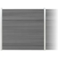 Zaun-Komplettset 'Roma Line' WPC grau mit Pfosten eloxiert zum Aufschrauben 751 x 180 cm