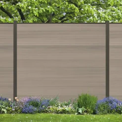 Zaun-Komplettset 'Roma Line' WPC schilf mit Pfosten anthrazit zum Aufschrauben 939 x 180 cm