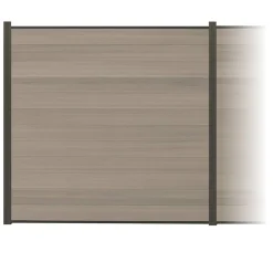 Zaun-Komplettset 'Roma Line' WPC schilf mit Pfosten anthrazit zum Aufschrauben 939 x 180 cm