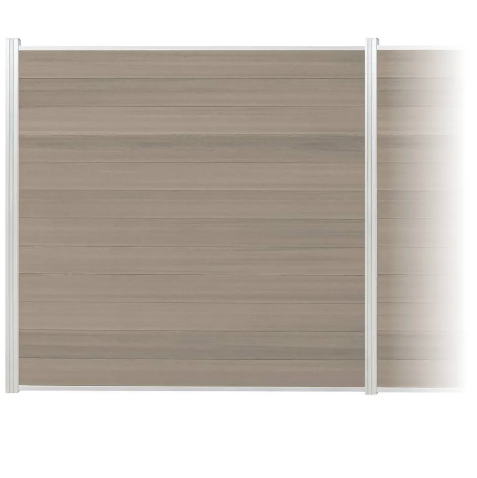 Zaun-Komplettset 'Roma Line' WPC schilf mit Pfosten eloxiert zum Aufschrauben 565 x 180 cm