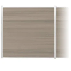 Zaun-Komplettset 'Roma Line' WPC schilf mit Pfosten eloxoiert zum Aufschrauben 751 x 180 cm