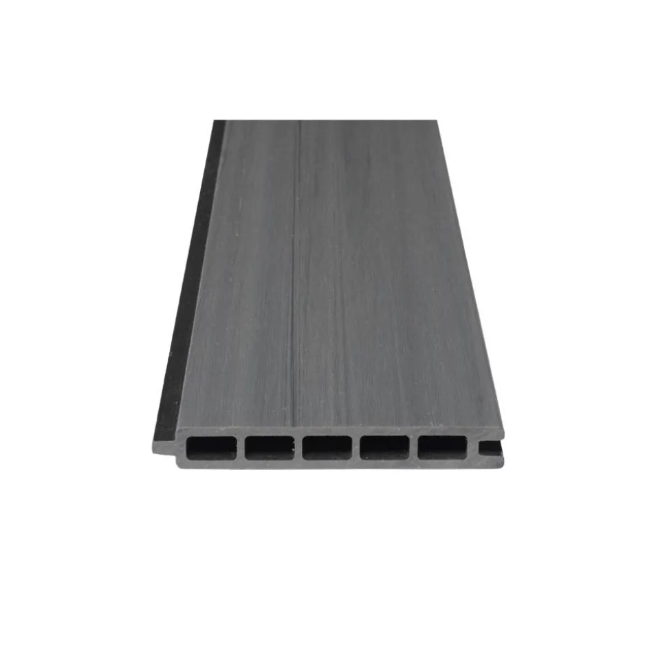 Zaun-Komplettset 'Roma Line' WPC grau mit Pfosten anthrazit zum Aufschrauben 565 x 180 cm