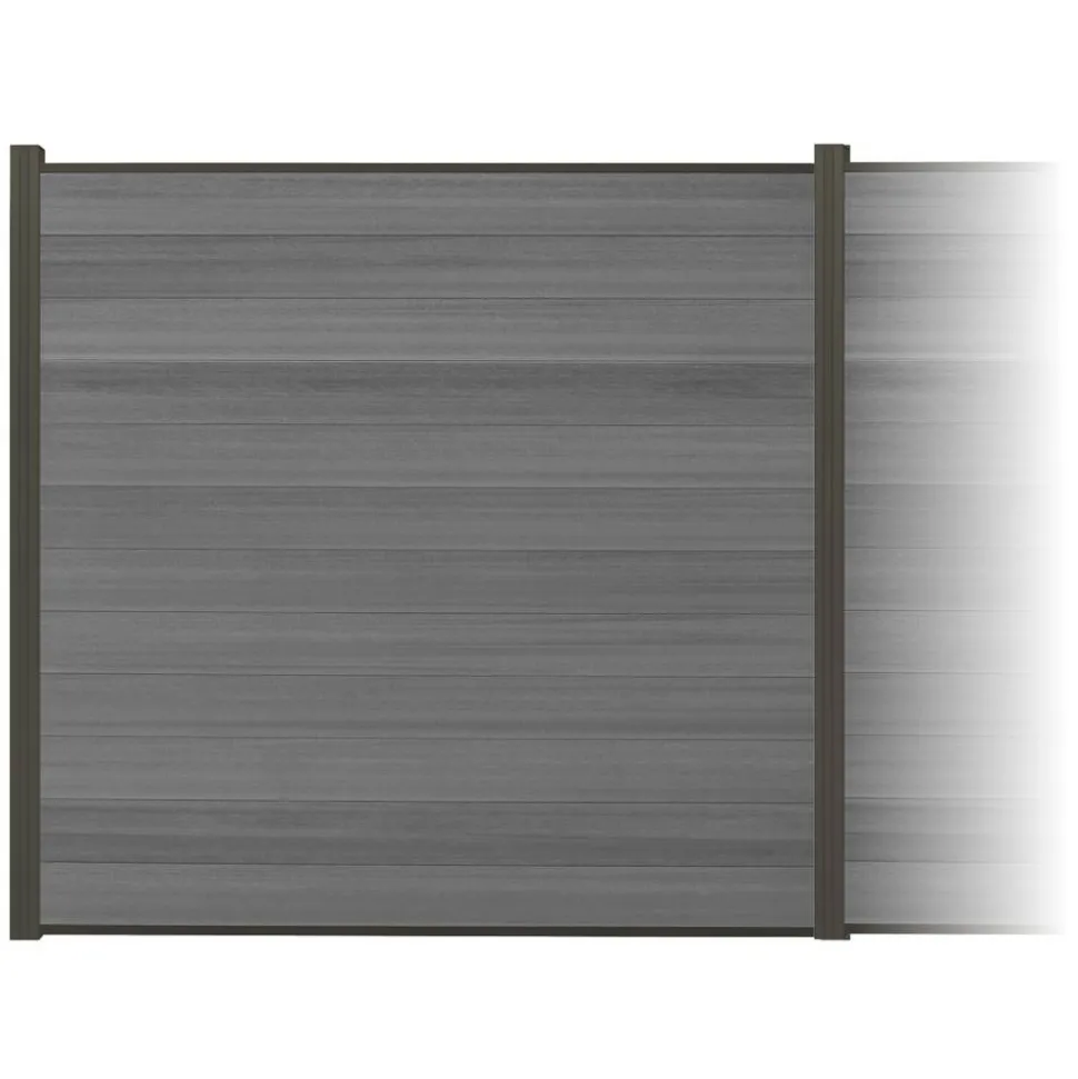Zaun-Komplettset 'Roma Line' WPC grau mit Pfosten anthrazit zum Aufschrauben 565 x 180 cm