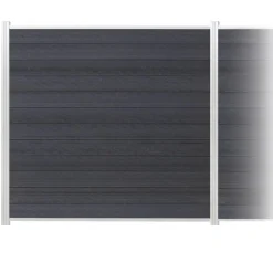 Zaun-Komplettset 'Roma Line' WPC anthrazit mit Pfosten eloxiert zum Aufschrauben 939 x 18 cm