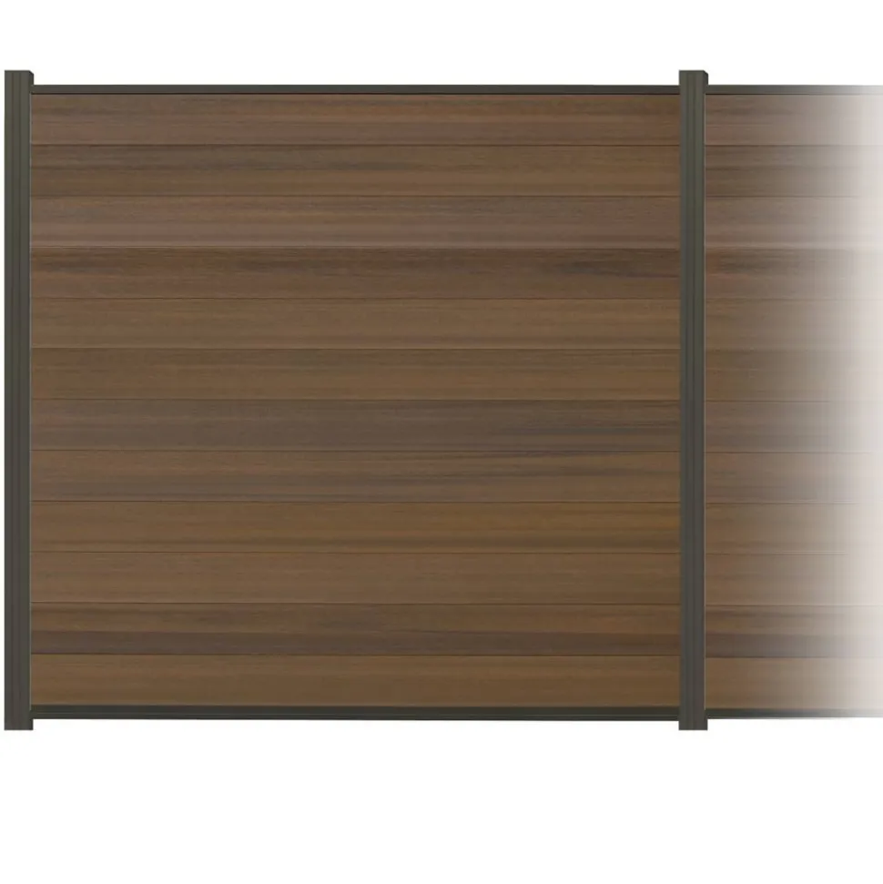 Zaun-Komplettset 'Roma Line' WPC teak mit Pfosten anthrazit zum Aufschrauben 751 x 180 cm