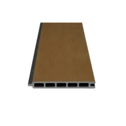 Zaun-Komplettset 'Roma Line' WPC teak mit Pfosten anthrazit zum Einbetonieren 751 x 180 cm