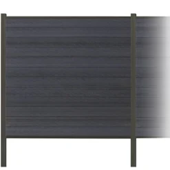 Zaun-Komplettset 'Roma Line' WPC anthrazit mit Pfosten zum Einbetonieren 751 x 180 cm
