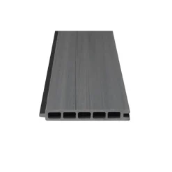 Zaun-Komplettset 'Roma Line' WPC grau mit Pfosten eloxiert zum Einbetonieren 751 x 180 cm