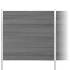 Zaun-Komplettset 'Roma Line' WPC grau mit Pfosten eloxiert zum Einbetonieren 751 x 180 cm