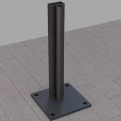 Zaunpfostenträger mit Bodenplatte für WPC Zaun 'Tim' und Mülltonnenbox Umrandung. anthrazit 13,5 x 13,5 x 30 cm