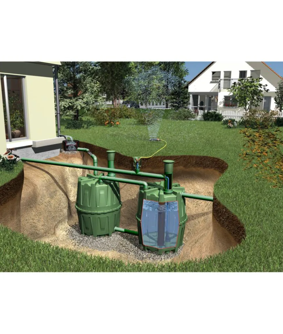 Zisterne Herkules 'Komplettpaket Garten' grün 1600 l